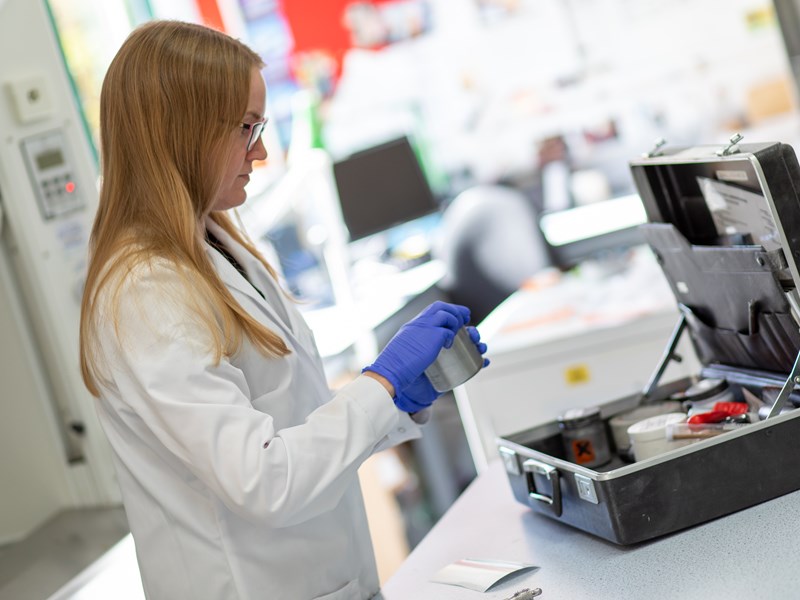 Forensic scientist at work
